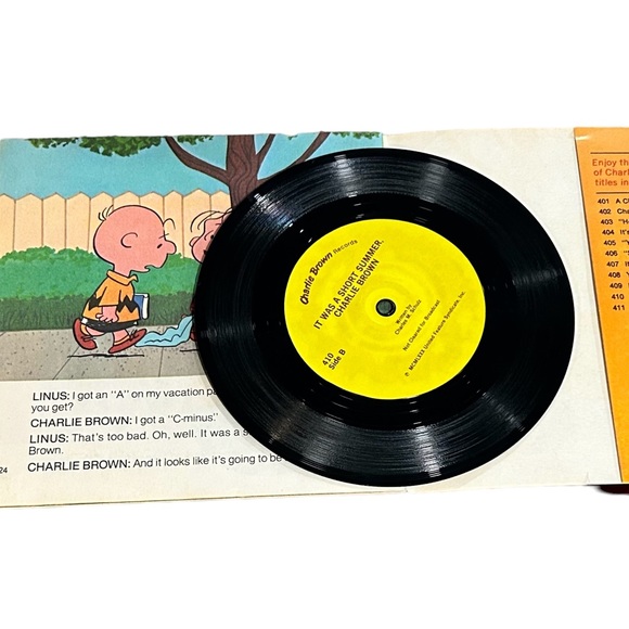 Vintage It Was A Short Summer Charlie Brown Read Along Book & Vinyl Record - Picture 3 of 4
